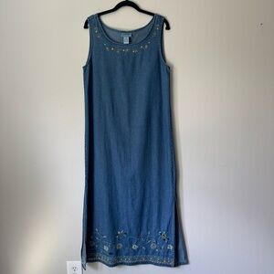 Embroidered Blue Denim Dress